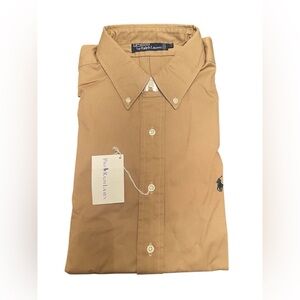 Vintage nwt dead-stock Polo by Ralph Lauren Men's Tan button down Shirt large